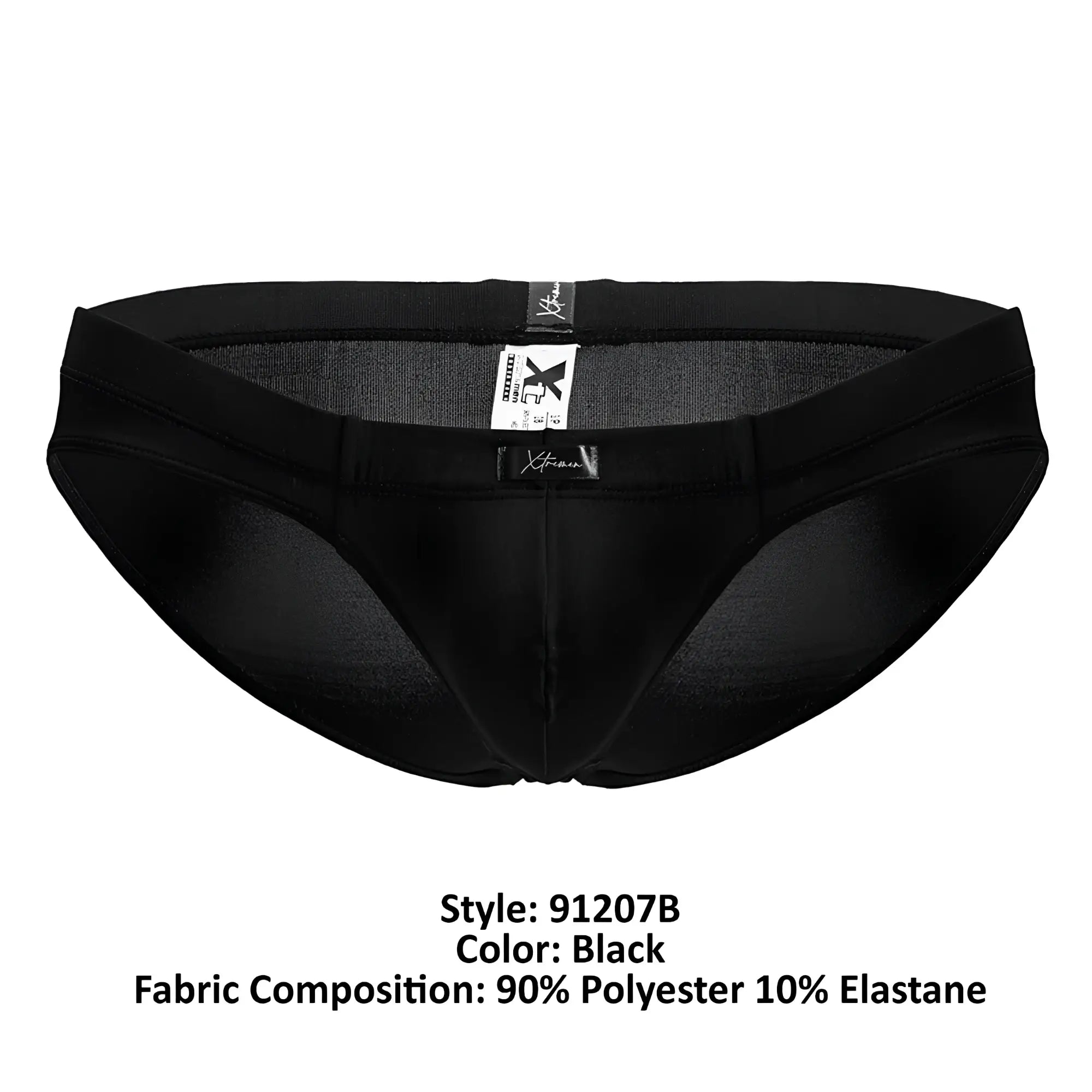 Black xtremen 91207b microfiber briefs with mesh panels for breathability made of 90 polyester and 10 elastane