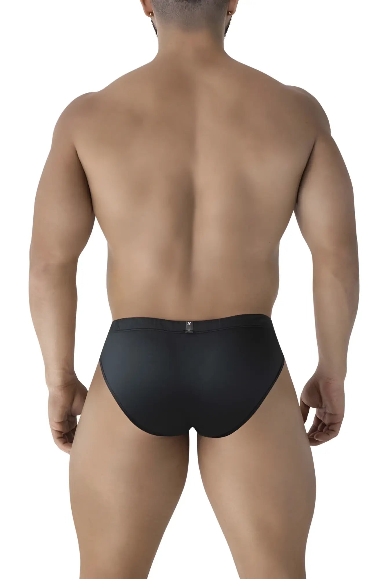 Black Xtremen 91207B microfiber briefs with a smooth, form-fitting design and small logo on the waistband
