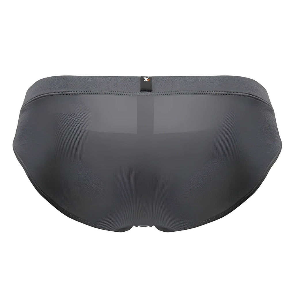 Gray xtremen 91207b microfiber briefs for men with subtle textured fabric and small branded tag at waistband