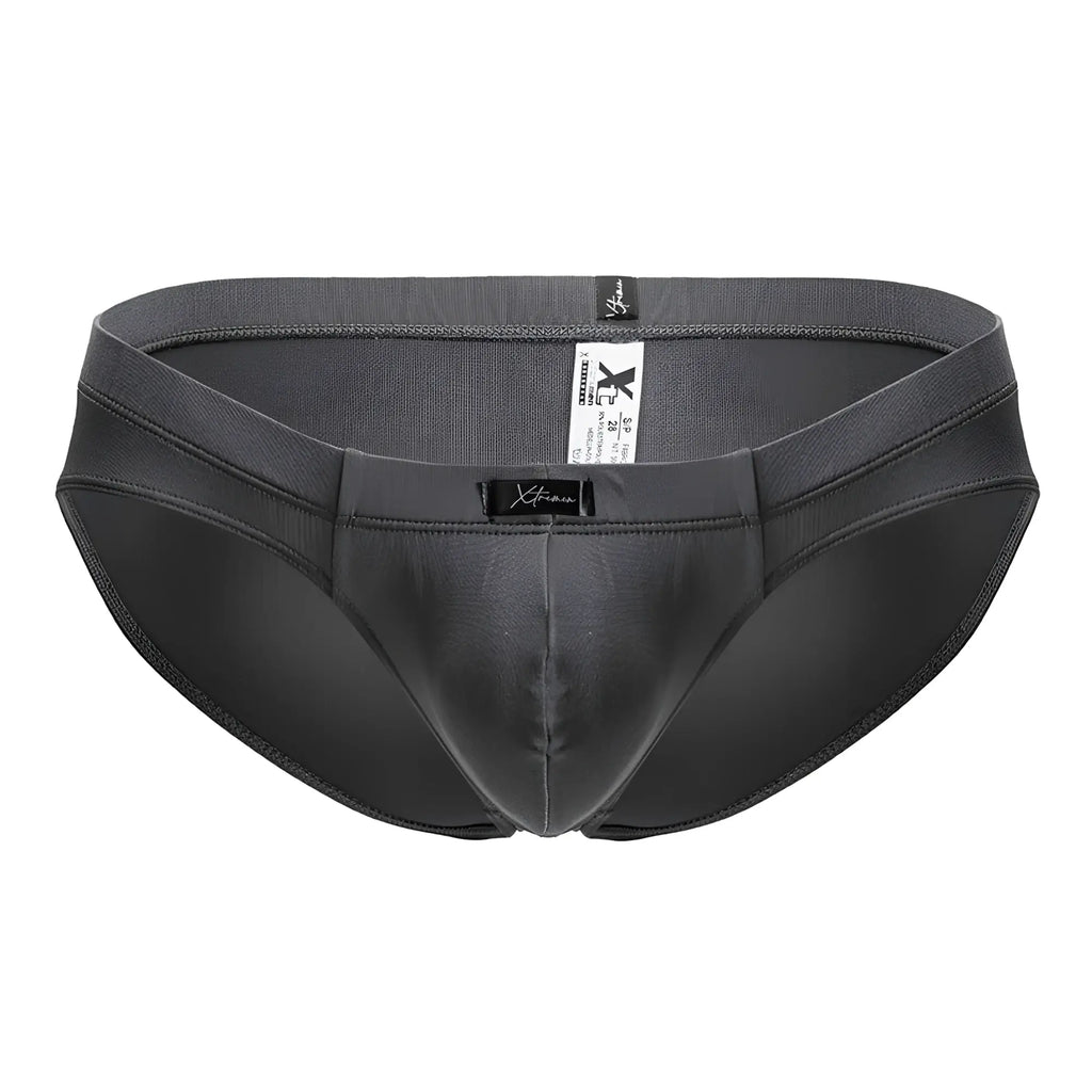 Black xtremen 91207b microfiber briefs with smooth form-fitting design and elastic waistband in gray color