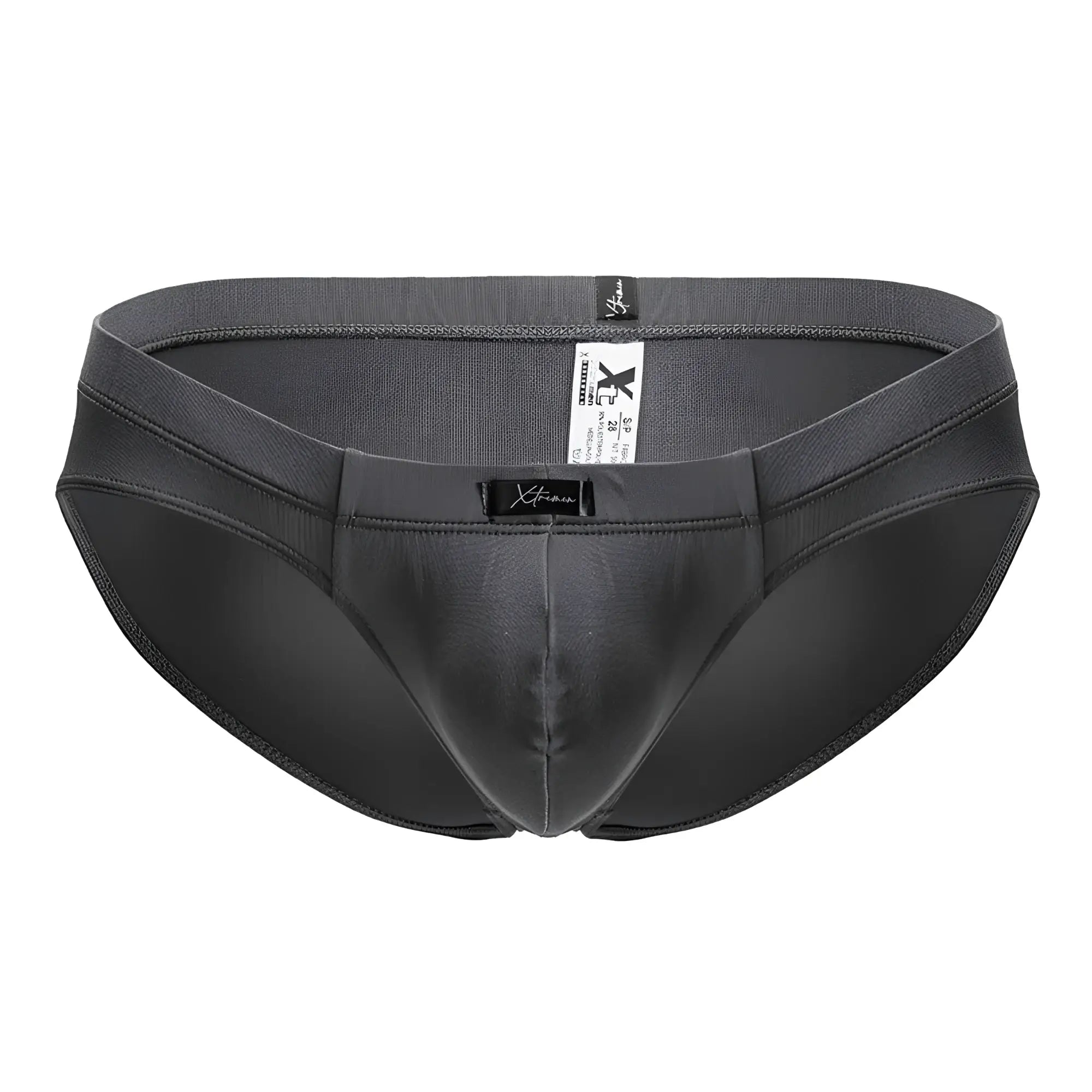 Black xtremen 91207b microfiber briefs with smooth form-fitting design and elastic waistband in gray color