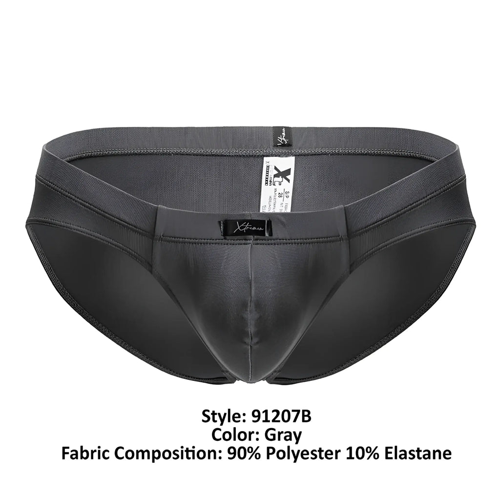 Gray xtremen 91207b microfiber men’s briefs made of 90% polyester 10% elastane with sleek form-fitting design