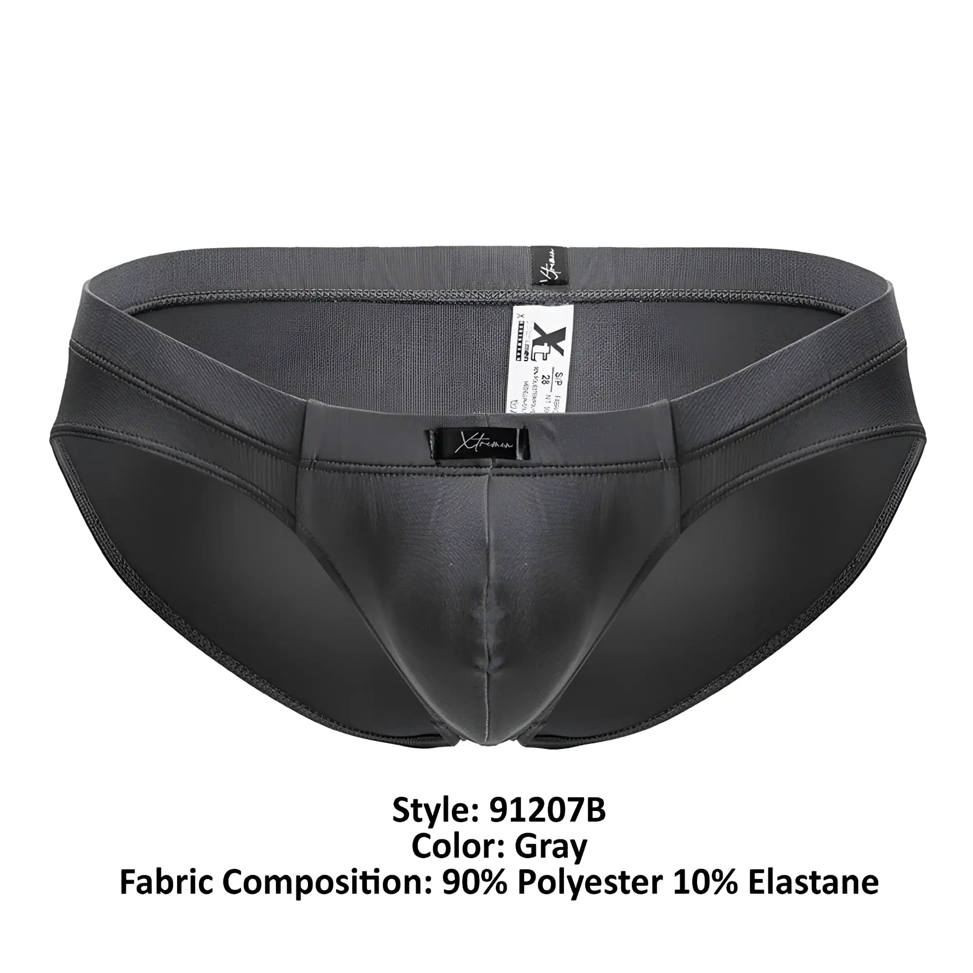 Gray xtremen 91207b microfiber men’s briefs made of 90% polyester 10% elastane with sleek form-fitting design