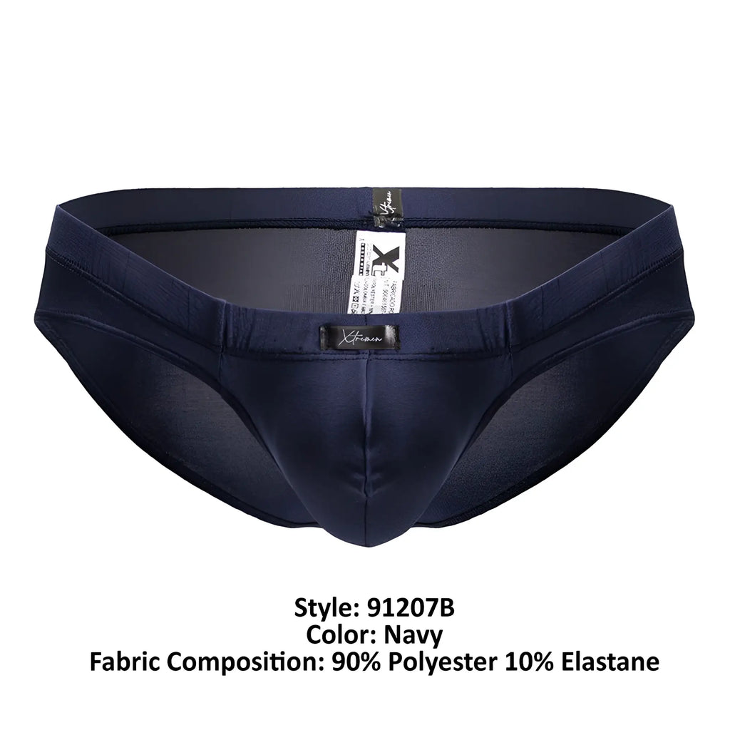 Navy blue xtremen 91207b microfiber briefs made of 90 polyester 10 elastane with branded waistband label