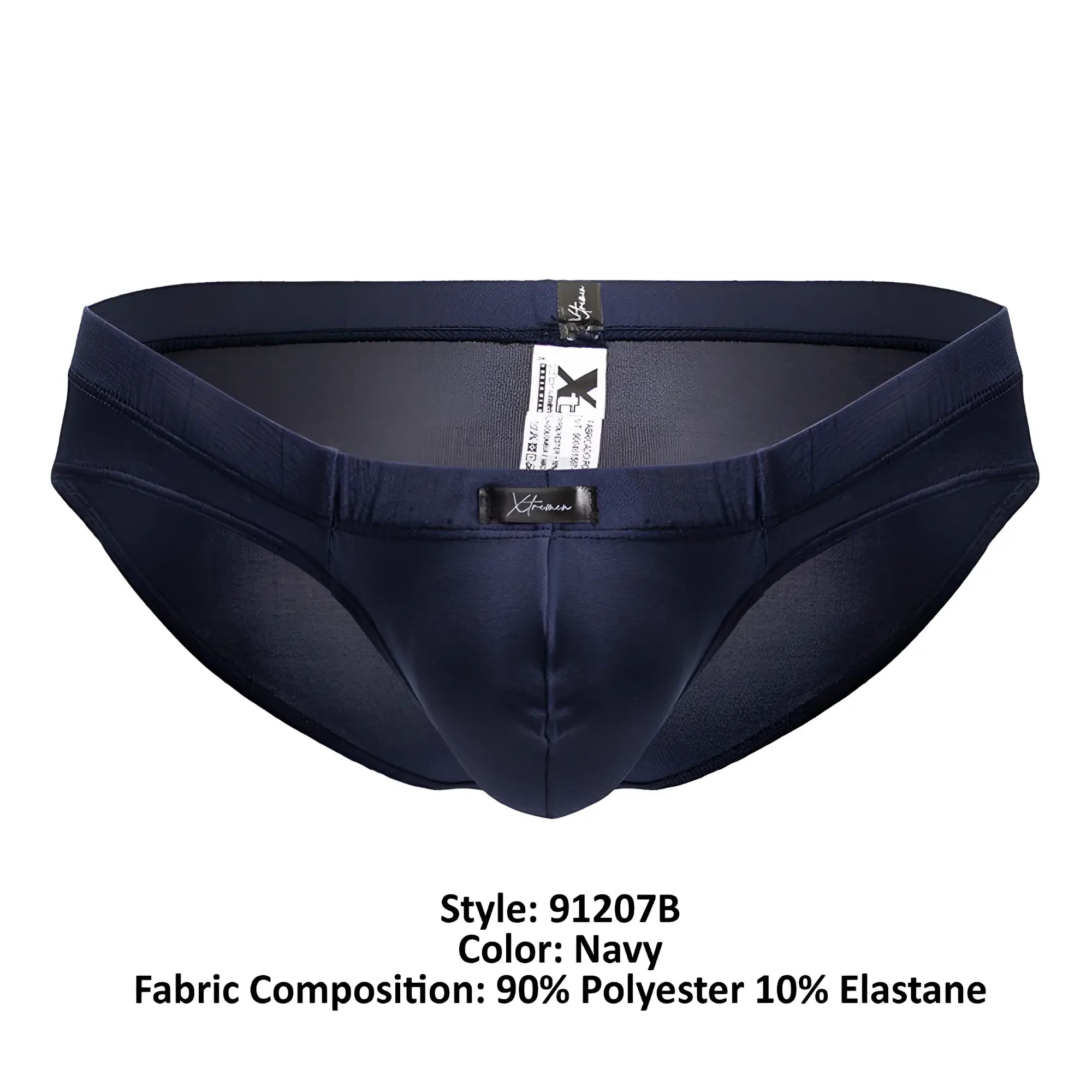 Navy blue xtremen 91207b microfiber briefs made of 90 polyester 10 elastane with branded waistband label