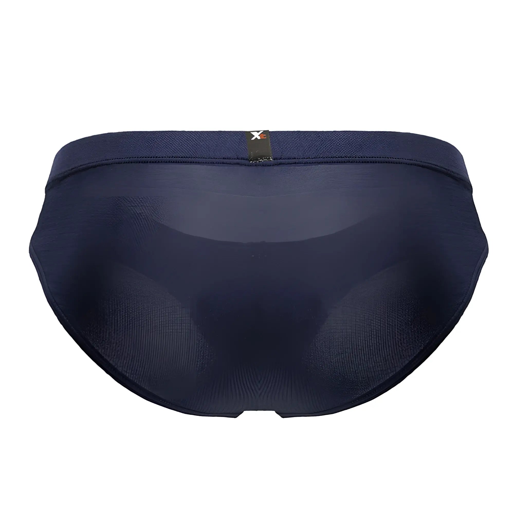 Navy blue xtremen 91207B microfiber briefs with smooth form fitting fabric and a small black waistband tag