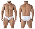 White xtremen 91207b microfiber briefs with sleek form-fitting design and subtle logo on waistband