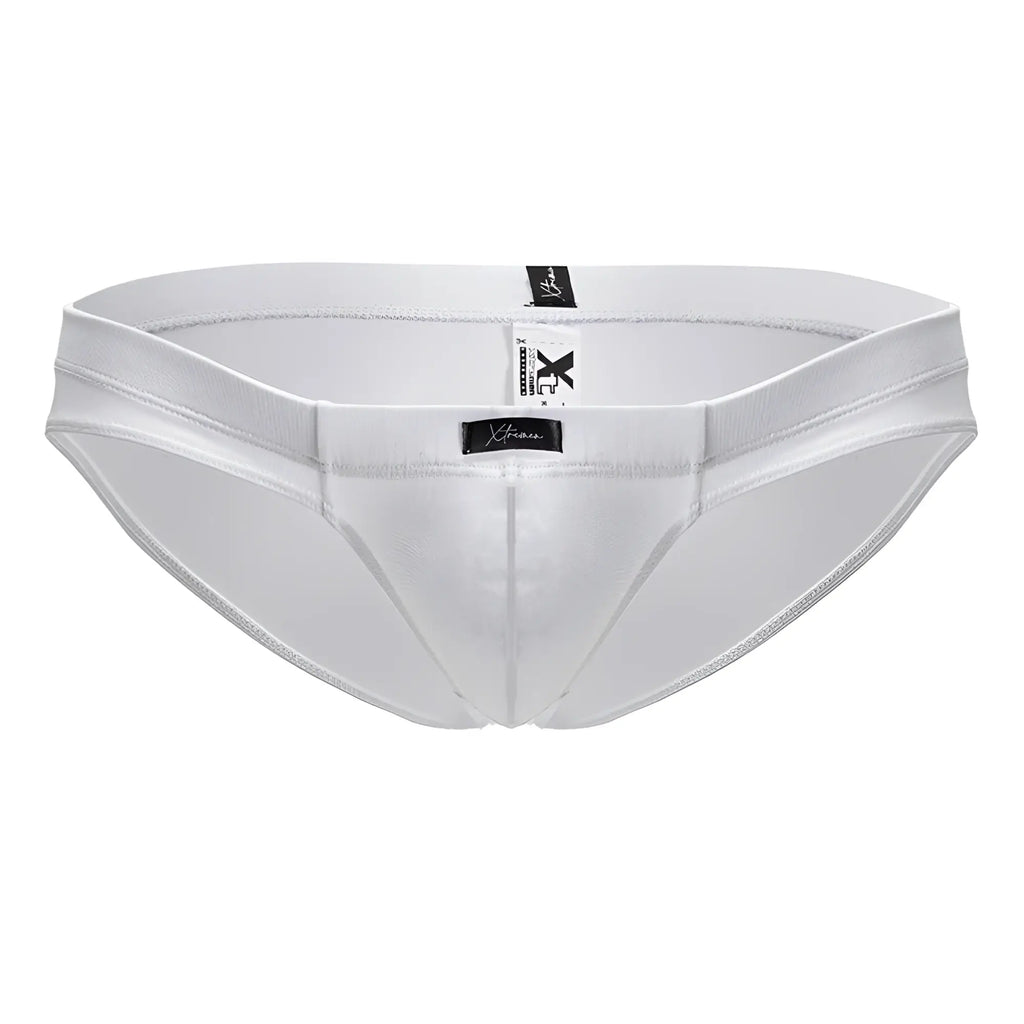 White xtremen 91207b microfiber briefs with sleek satin like finish and form fitting design for men