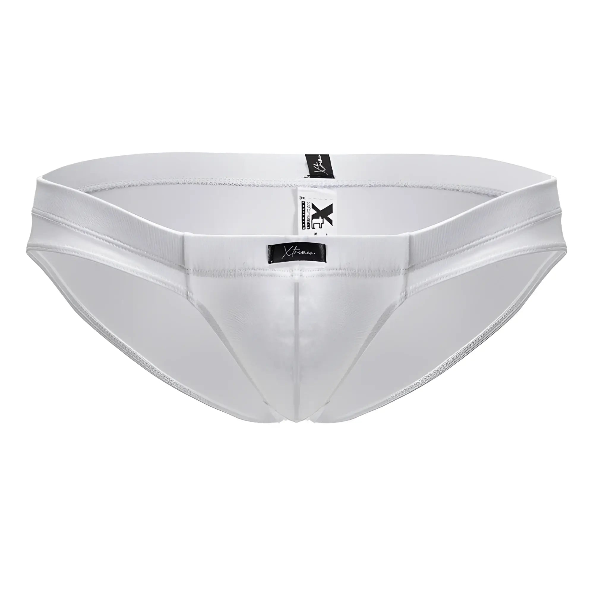 White xtremen 91207b microfiber briefs with sleek satin like finish and form fitting design for men