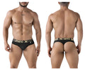 Black mens microfiber briefs with gold men xtr branding and logo on the waistband xtremen 91208b thong