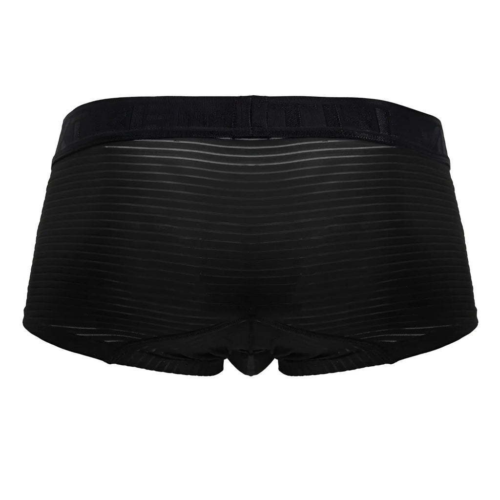 Black xtremen 91209b microfiber trunks with ribbed texture and elastic waistband for men