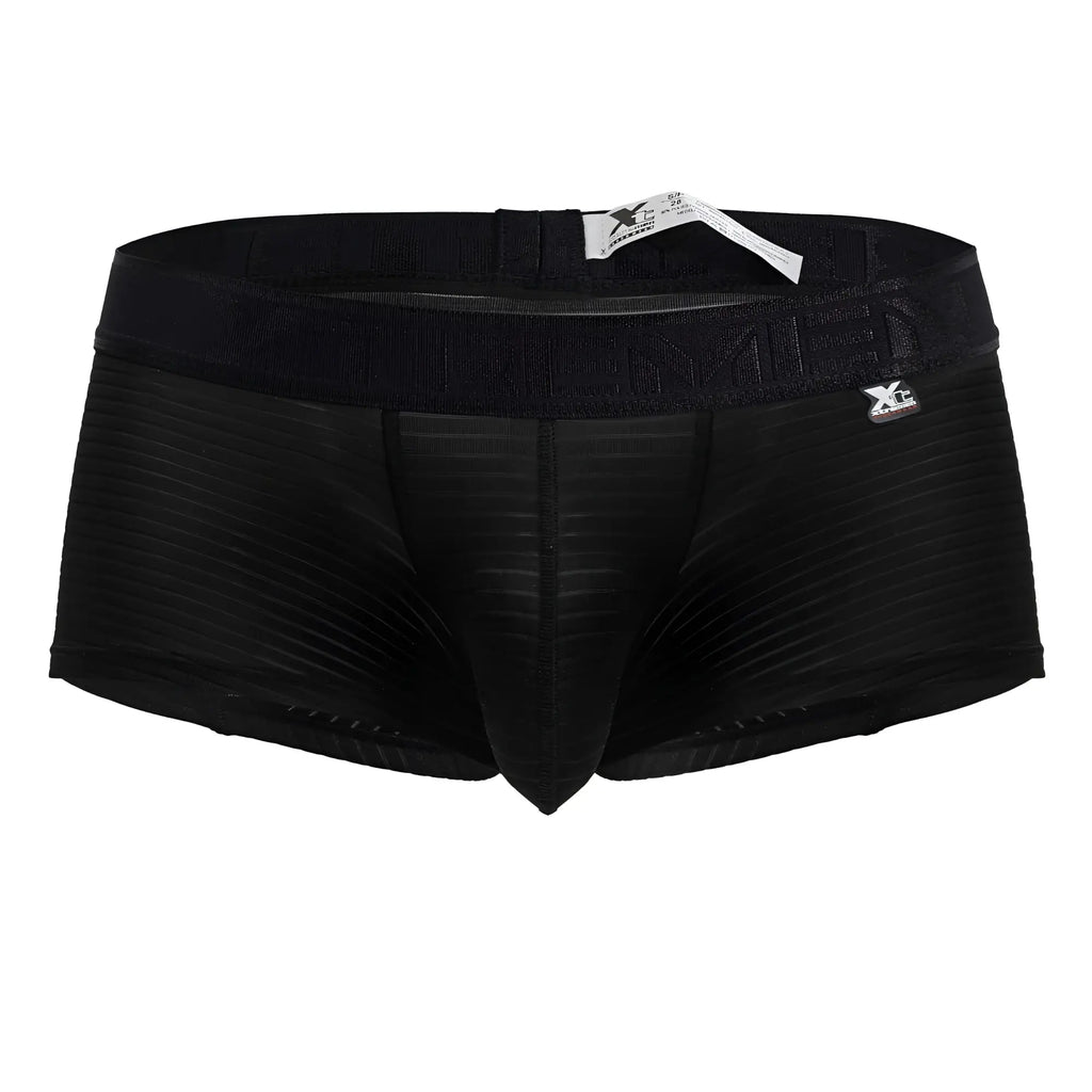 Black xtremen 91209b microfiber trunks with ribbed fabric and elastic waistband featuring brand logo