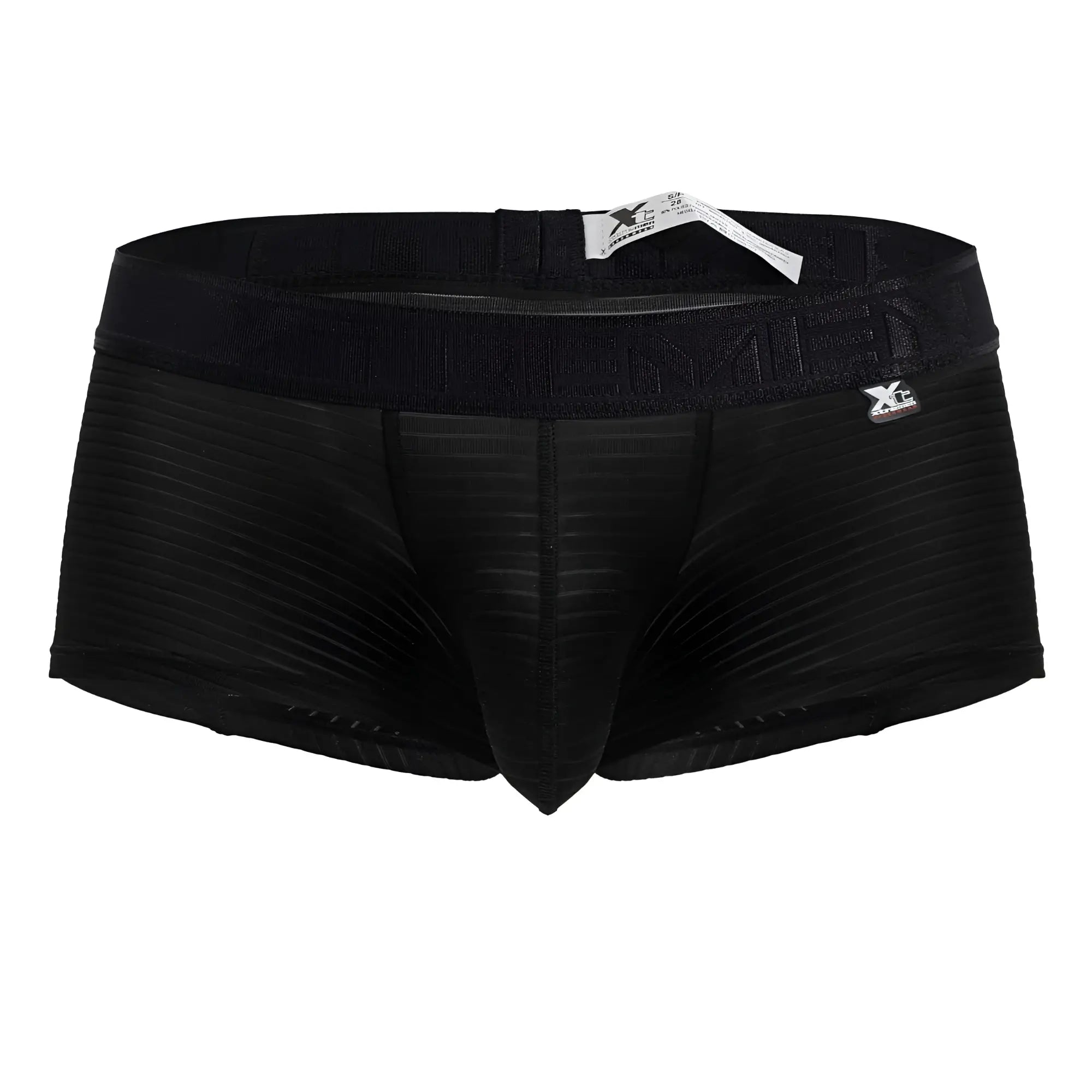 Black xtremen 91209b microfiber trunks with ribbed fabric and elastic waistband featuring brand logo