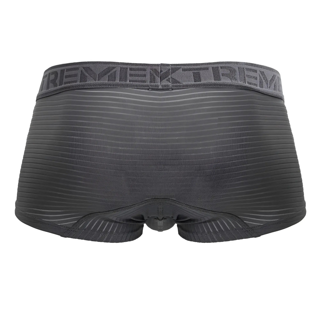 Dark gray xtremen 91209b microfiber men’s briefs with ribbed texture and elastic waistband featuring tremen logo