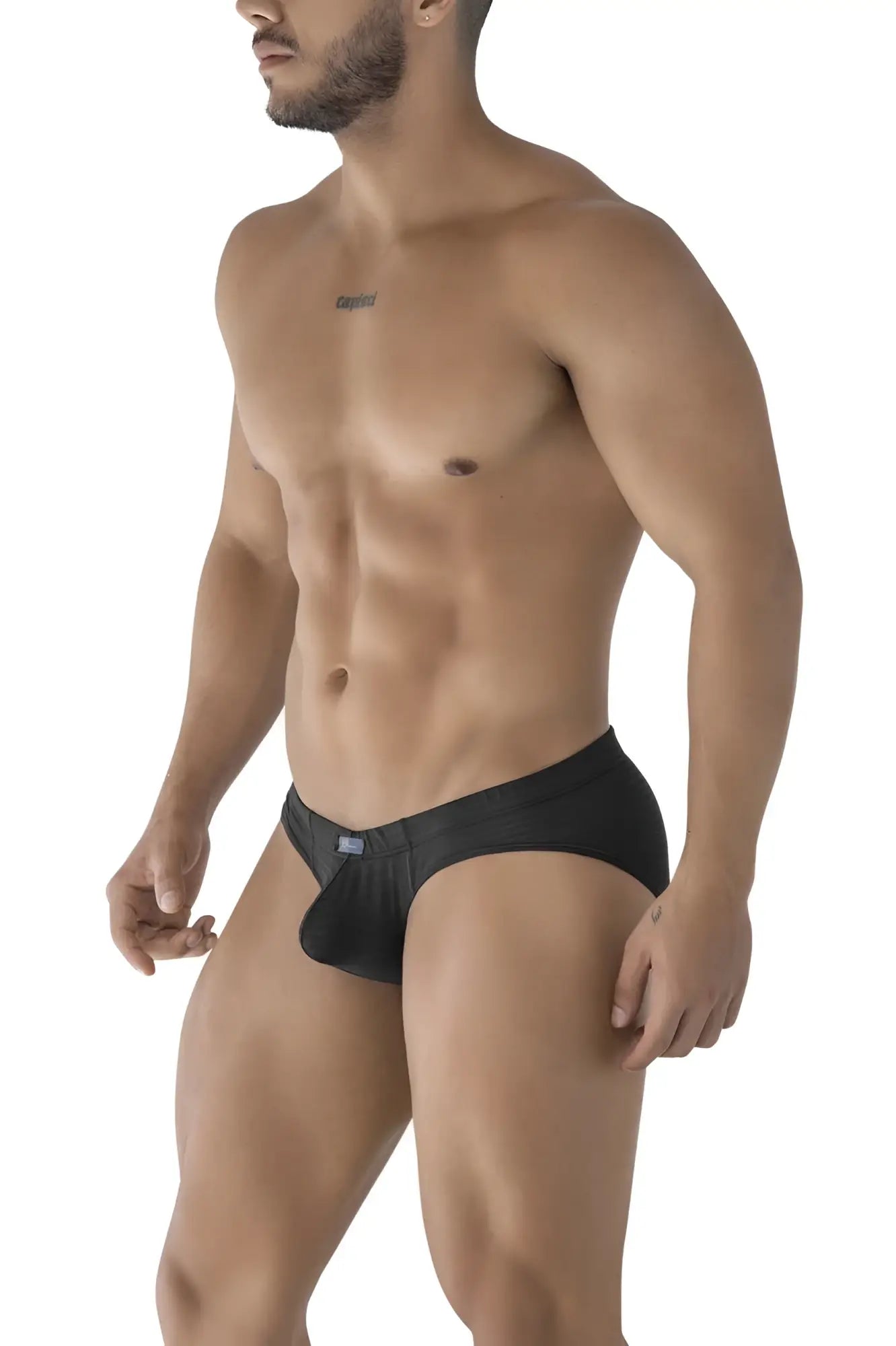 Black xtremen 91210b microfiber briefs with smooth stretchy fabric and subtle logo on the waistband