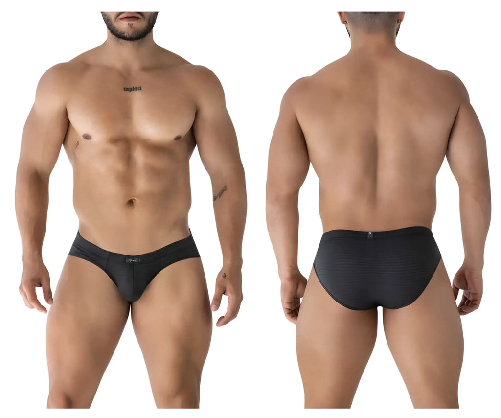 Black xtremen 91210b microfiber briefs with textured ribbed waistband and subtle front branding