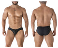Black xtremen 91210b microfiber briefs with textured ribbed waistband and subtle front branding