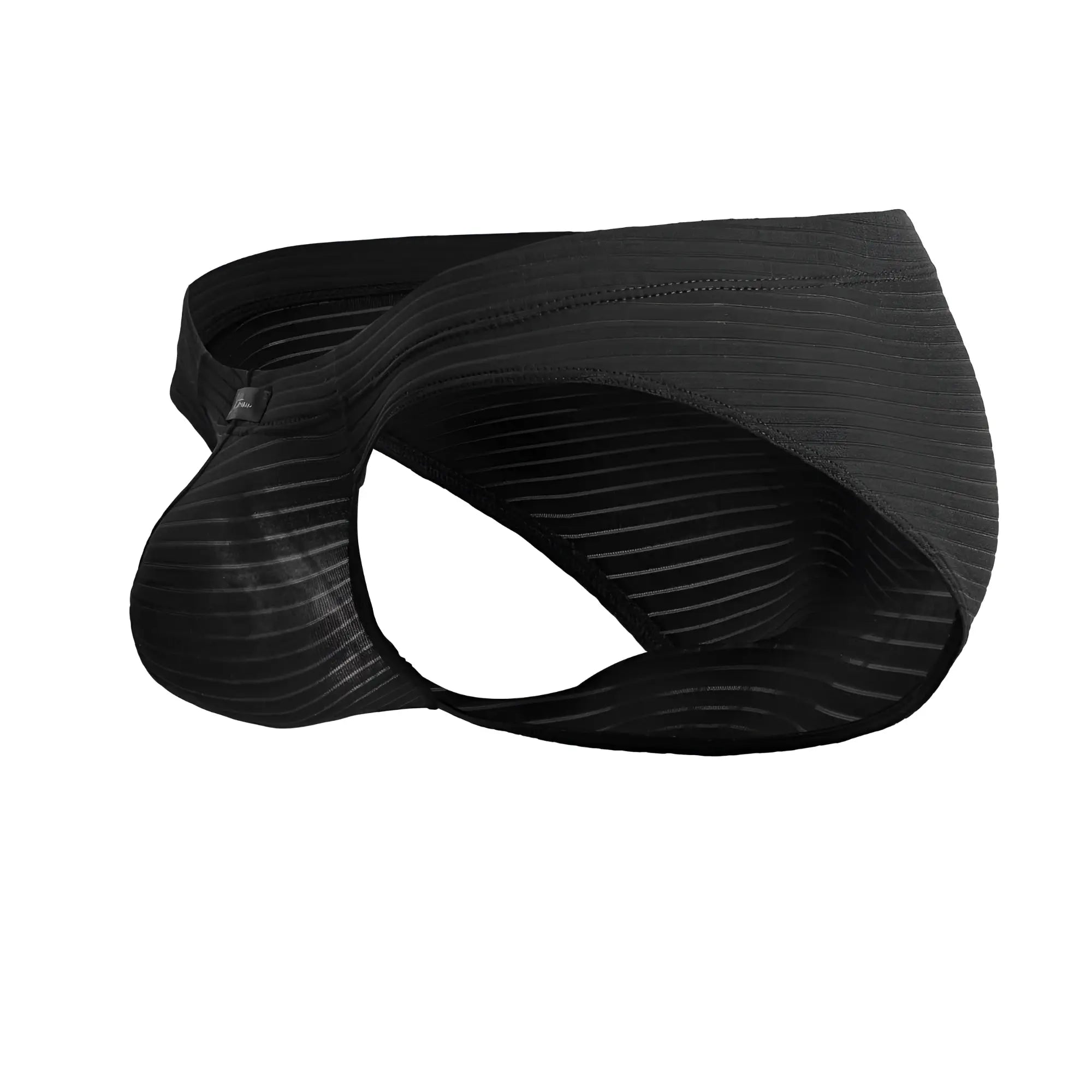 Xtremen 91210b black microfiber briefs with subtle vertical ribbing and textured fabric front view