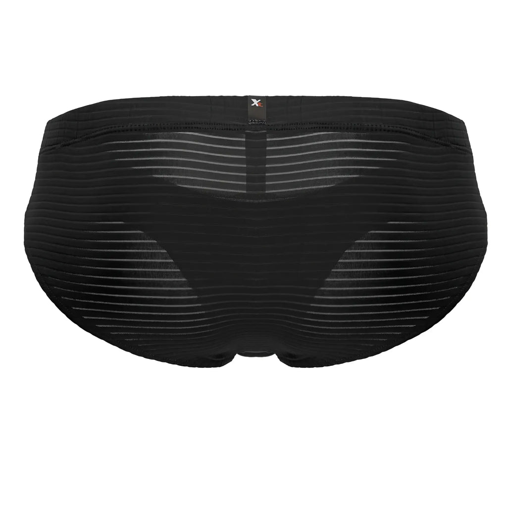 Black xtremen 91210b microfiber briefs with subtle horizontal ribbing and small x logo on the waistband
