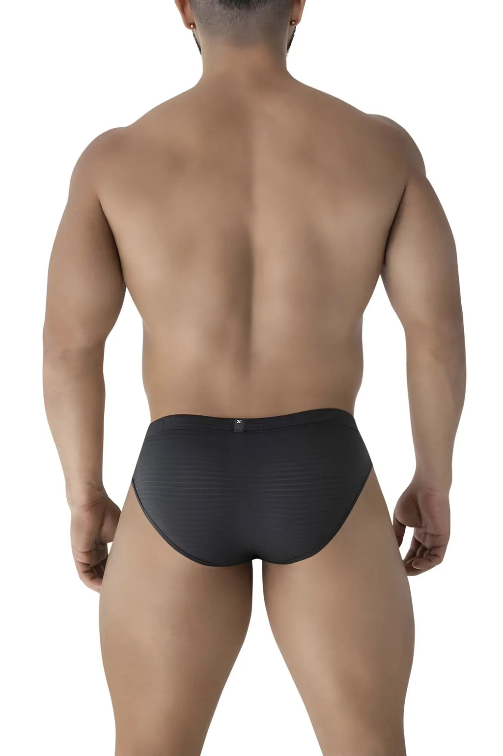 Xtremen 91210b black microfiber briefs with textured ribbed pattern and small logo on waistband