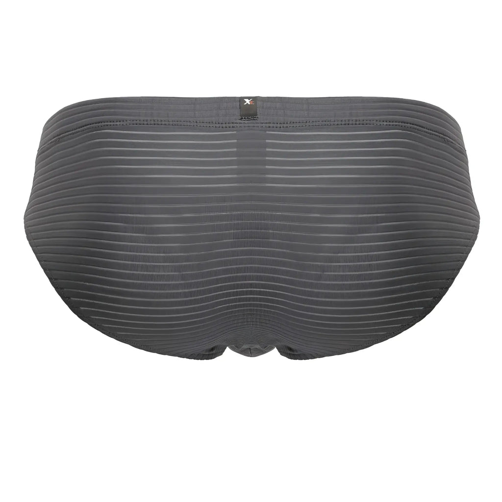 Dark gray xtremen 91210b microfiber briefs with subtle ribbing and black brand tag at the waistband