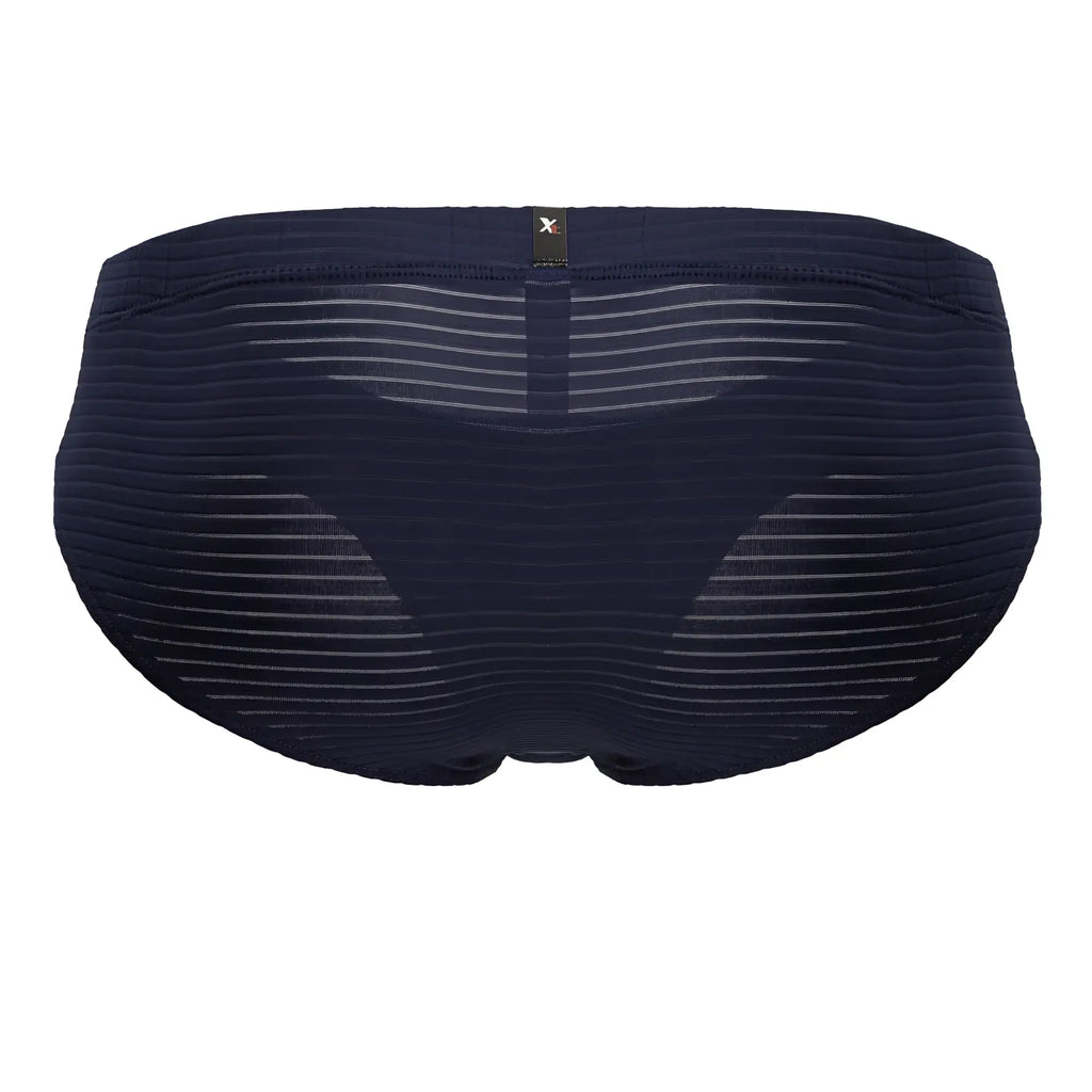 Xtremen 91210B microfiber briefs in navy with subtle horizontal ribbed texture and a black brand tag at the waistband