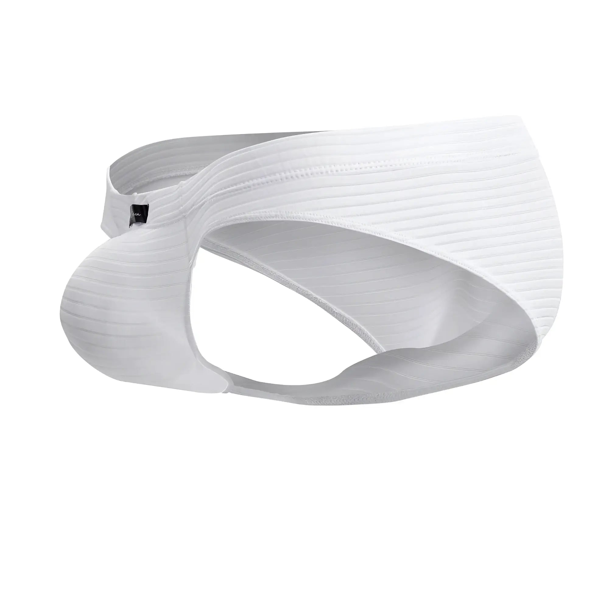 Xtremen 91210B white microfiber briefs with a sleek contoured ribbed cotton design front view