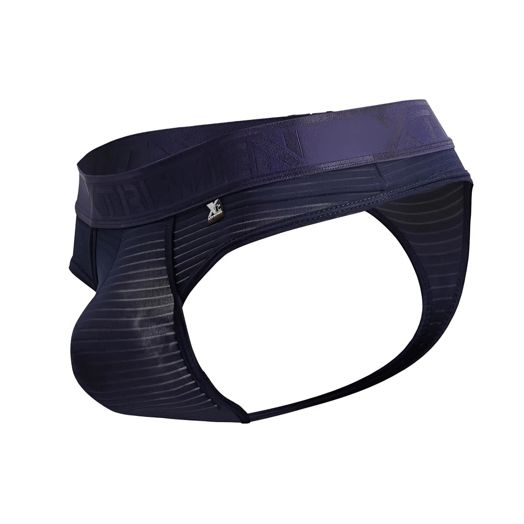 Dark navy blue men’s briefs with textured ribbed microfiber fabric and elastic waistband with x logo xtremen 91211b