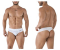 White xtremen 91211b microfiber thongs with textured front panel and small logo on waistband