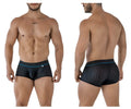 Xtremen 91212b black microfiber trunks with black mesh briefs and blue trim featuring brand logo on waistband
