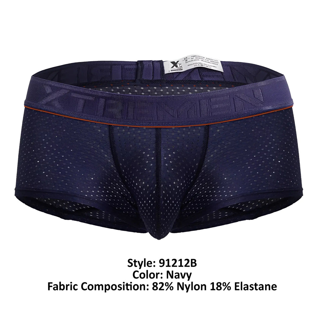 Navy xtremen 91212b microfiber athletic briefs with perforated mesh design and elastic waistband for performance use