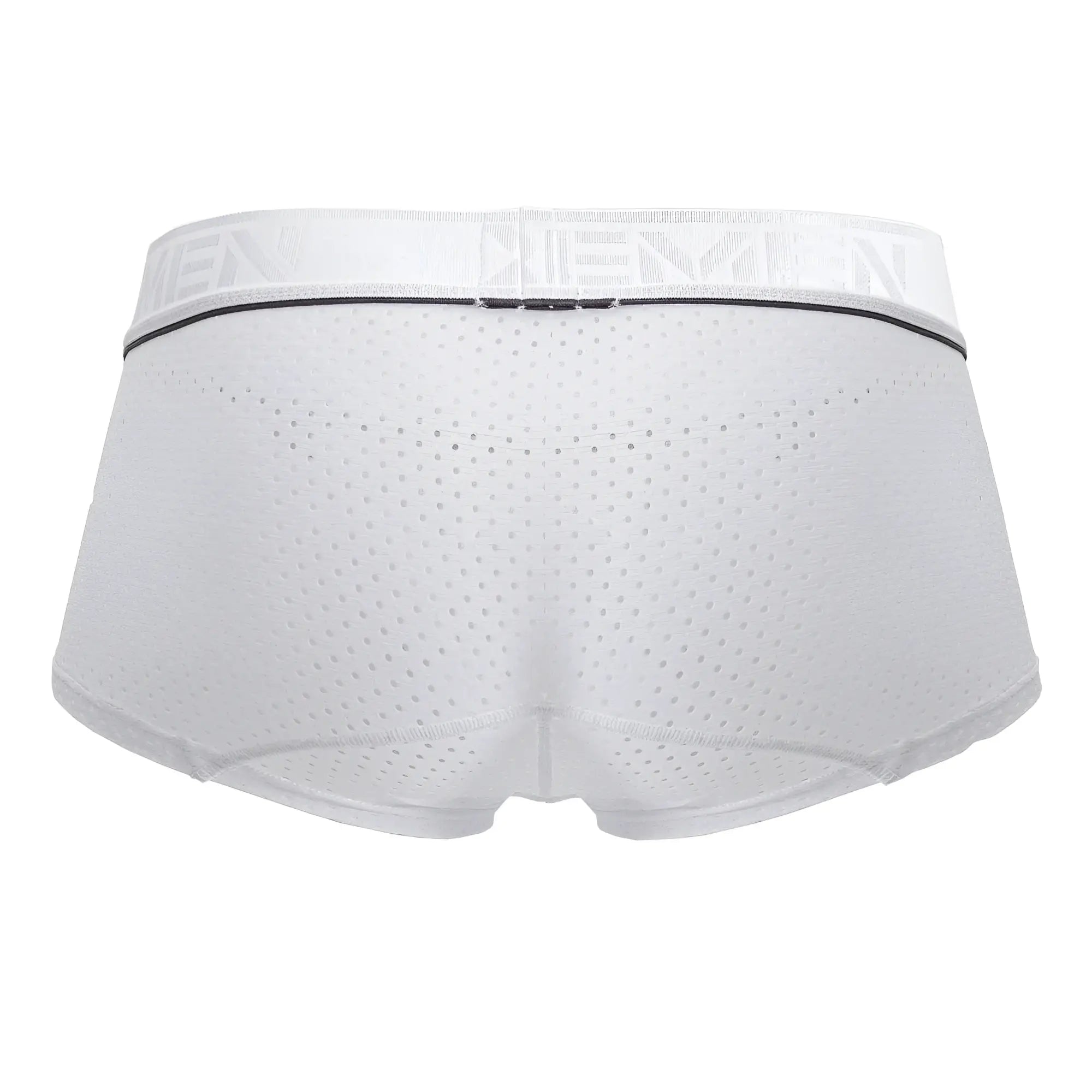 White mesh microfiber briefs with branded elastic waistband xtremen 91212b trunks in white color
