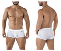 White xtremen 91212b microfiber trunks with white mesh briefs and solid waistband front view