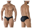 Black xtremen 91213b microfiber briefs with subtle mesh pattern and small logo on waistband front side