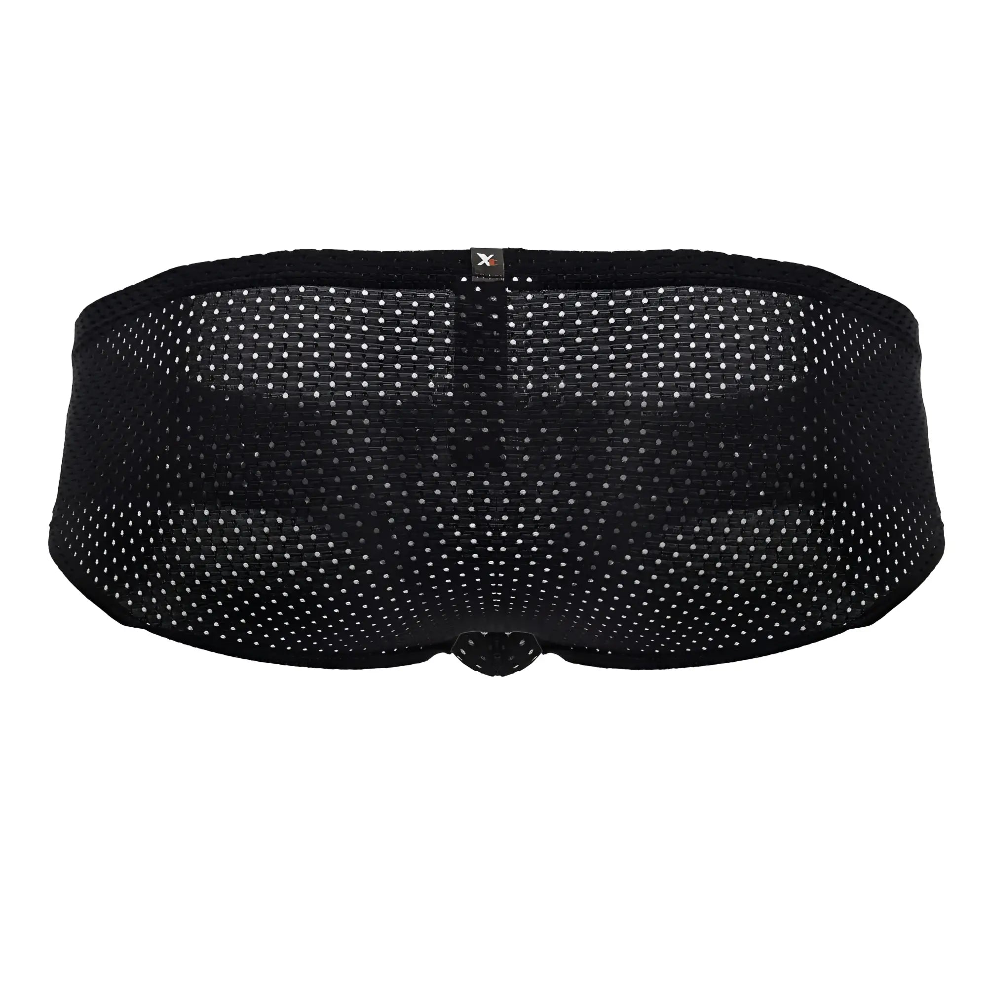 Black xtremen 91213b microfiber briefs with mesh fabric and subtle white dot pattern featuring a small brand tag