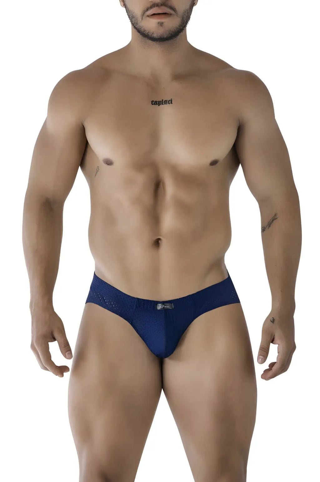 Navy xtremen 91213b microfiber men’s briefs with a subtle textured waistband pattern for comfortable everyday wear