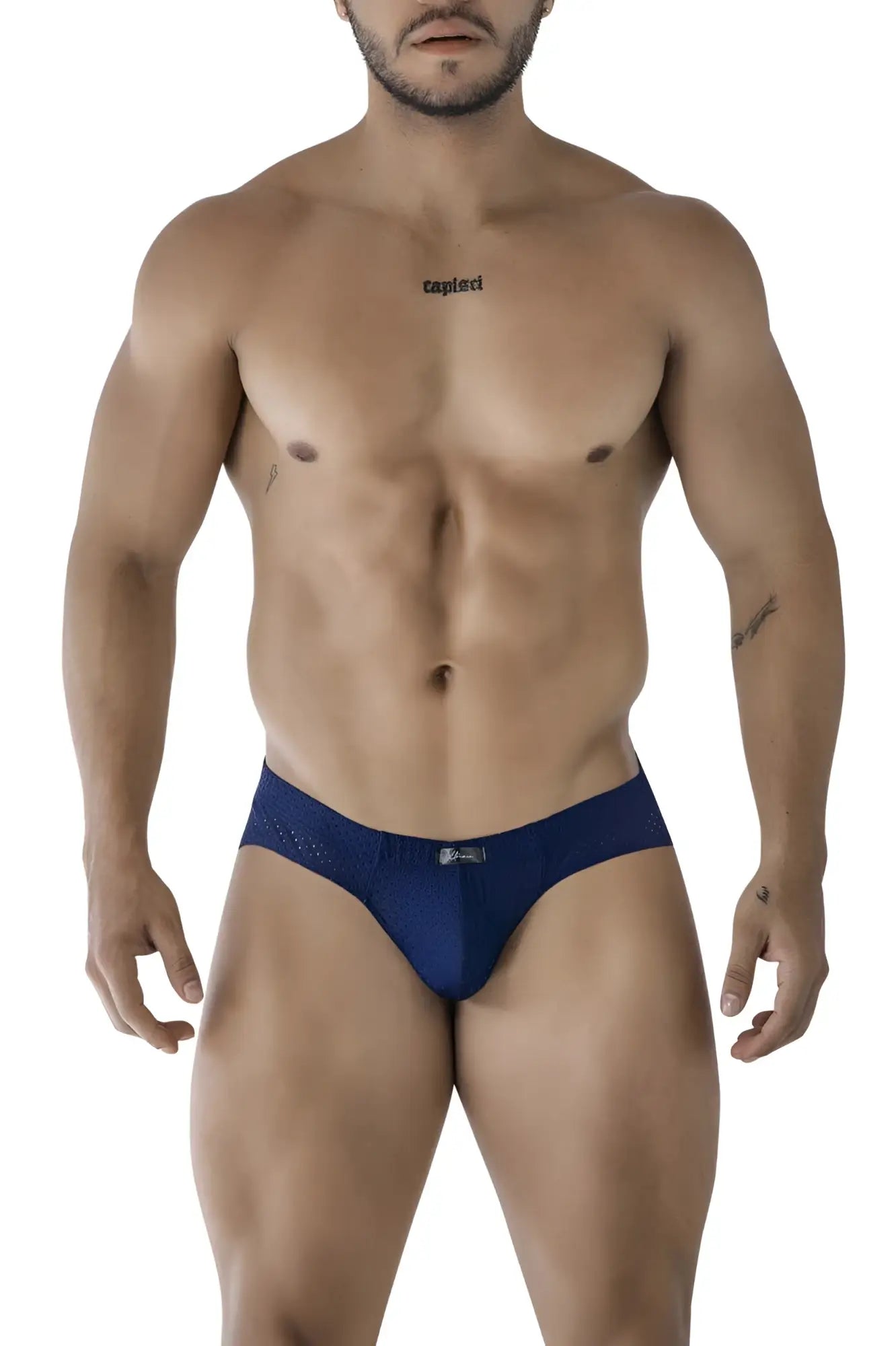 Navy xtremen 91213b microfiber men’s briefs with a subtle textured waistband pattern for comfortable everyday wear