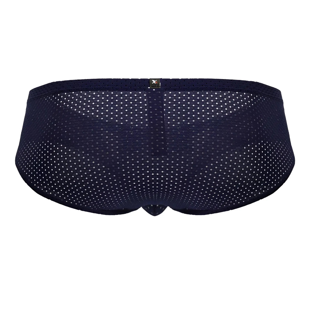 Xtremen 91213b microfiber briefs in navy with dark blue mesh fabric and subtle white dot pattern