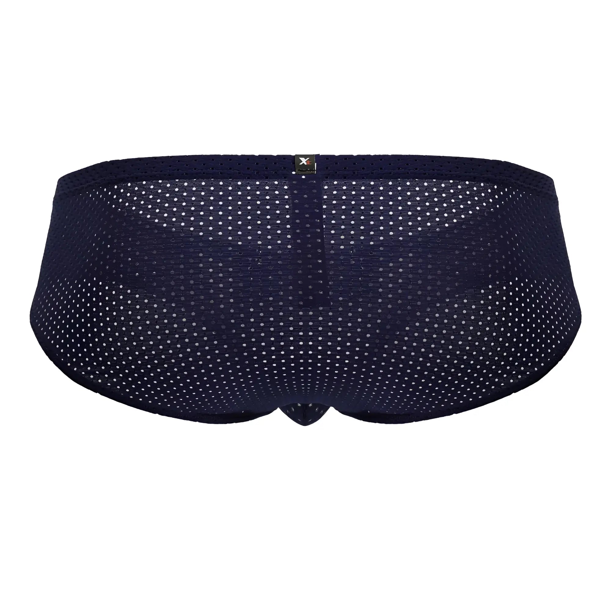 Xtremen 91213b microfiber briefs in navy with dark blue mesh fabric and subtle white dot pattern
