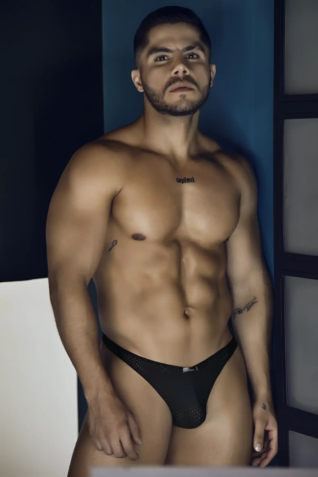 Black xtremen 91214b microfiber mesh briefs with subtle logo on waistband for comfortable everyday wear