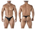 Black xtremen 91214b microfiber thong with mesh design and small logo on front and back of the product