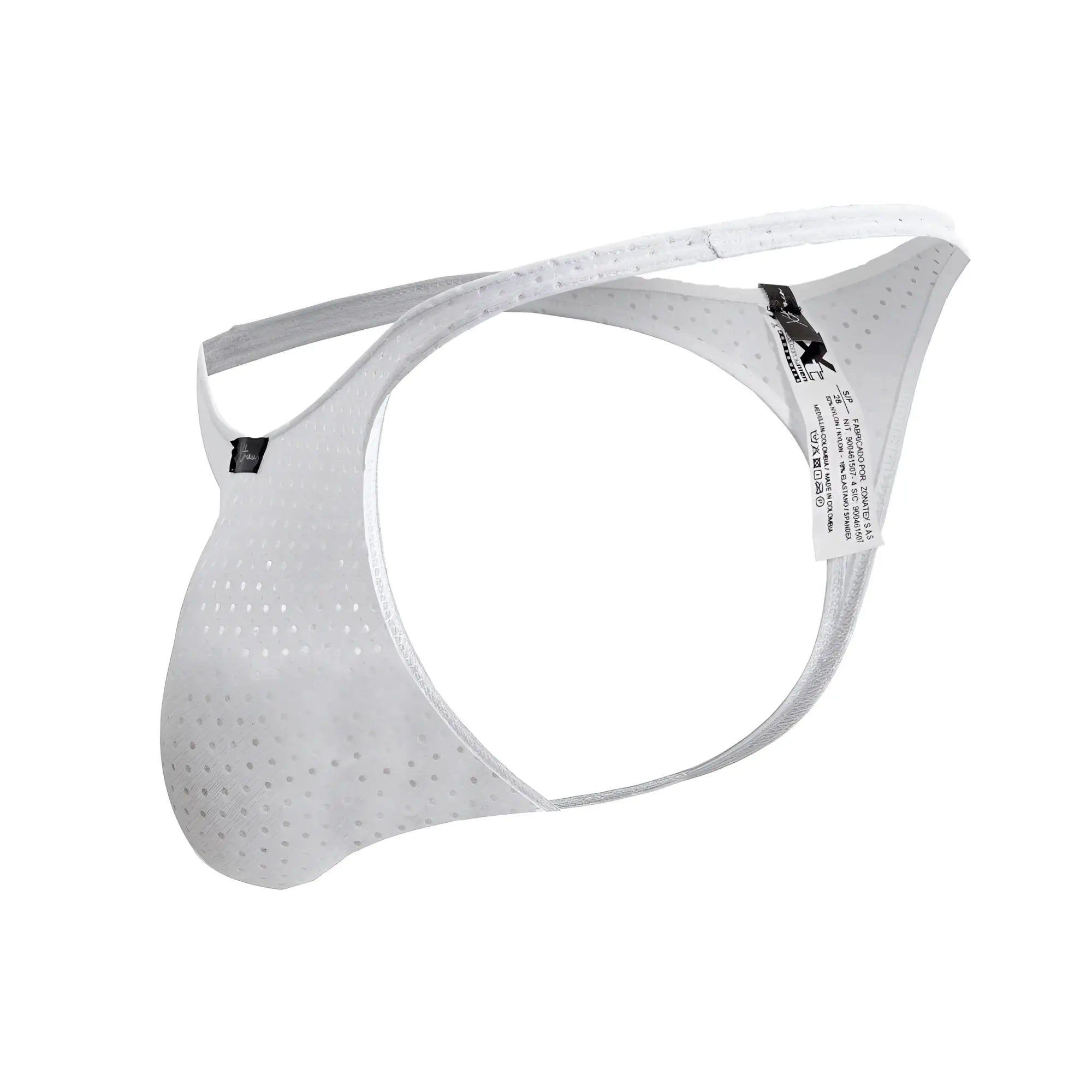 White xtremen 91214b microfiber thongs for men with perforated mesh and sleek form fitting design