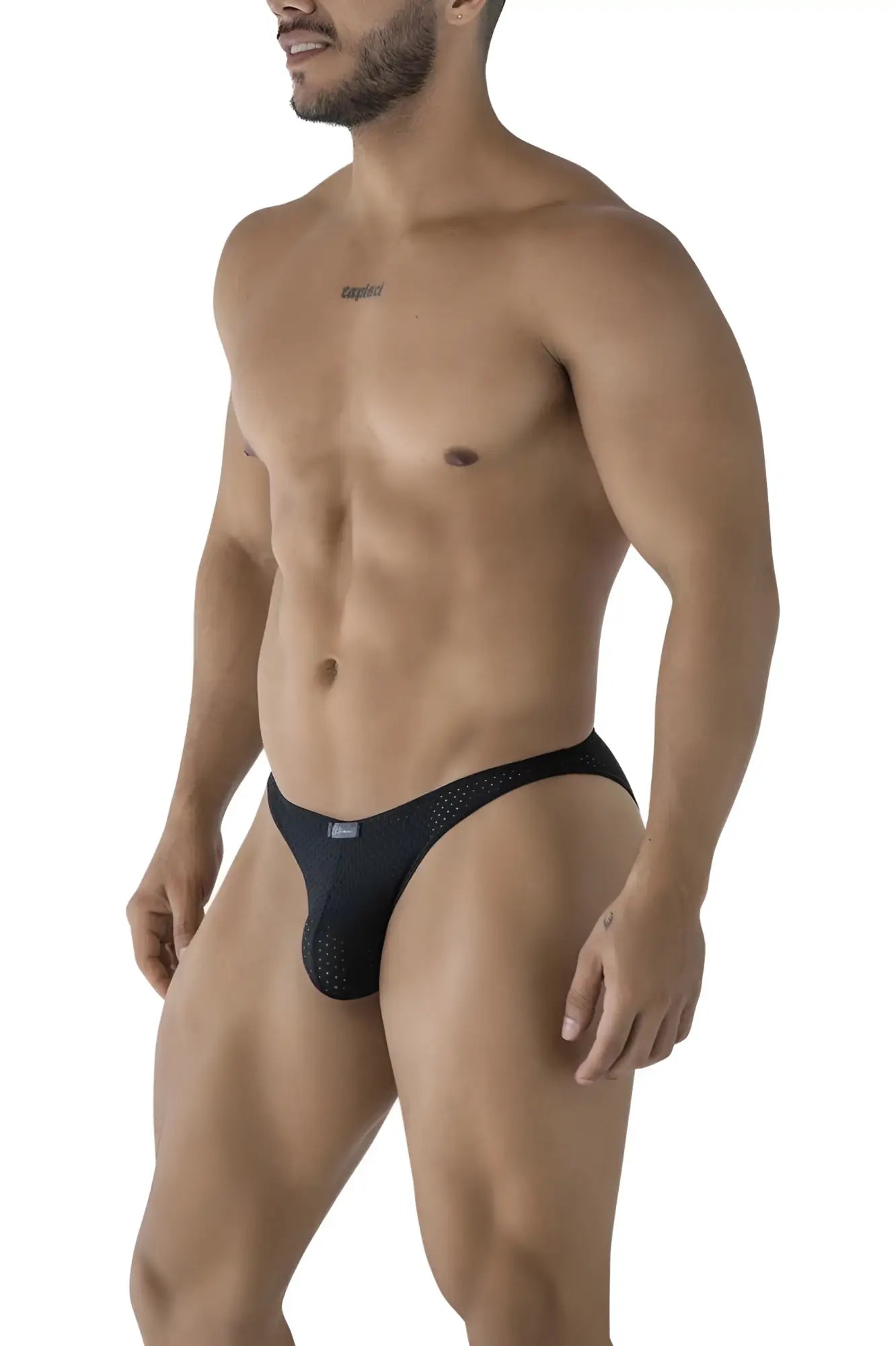 Black xtremen 91215b microfiber bikini briefs with sleek black mesh and a form-fitting design