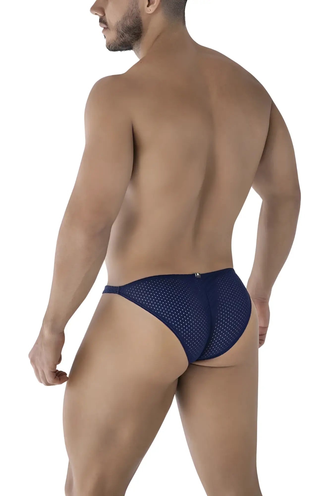 Navy blue xtremen 91215b microfiber bikini briefs with perforated mesh fabric for breathable comfort