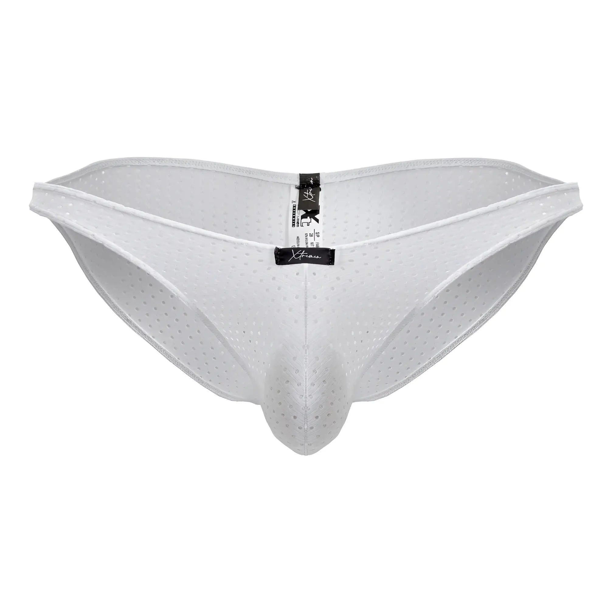 Xtremen 91215B microfiber bikini men’s underwear in white with perforated mesh and supportive contoured design