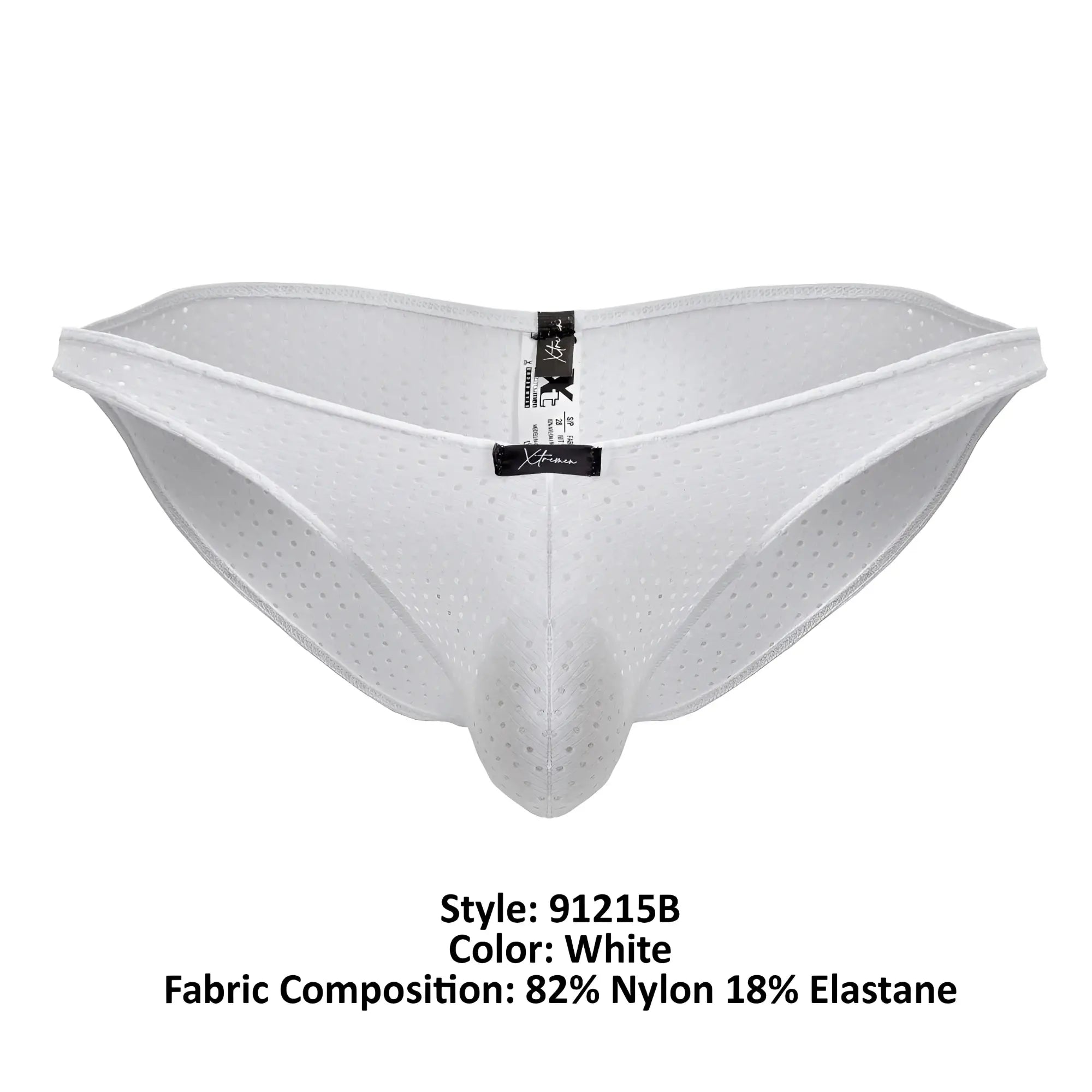 White xtremen 91215b microfiber bikini briefs with perforated nylon elastane and supportive contoured design
