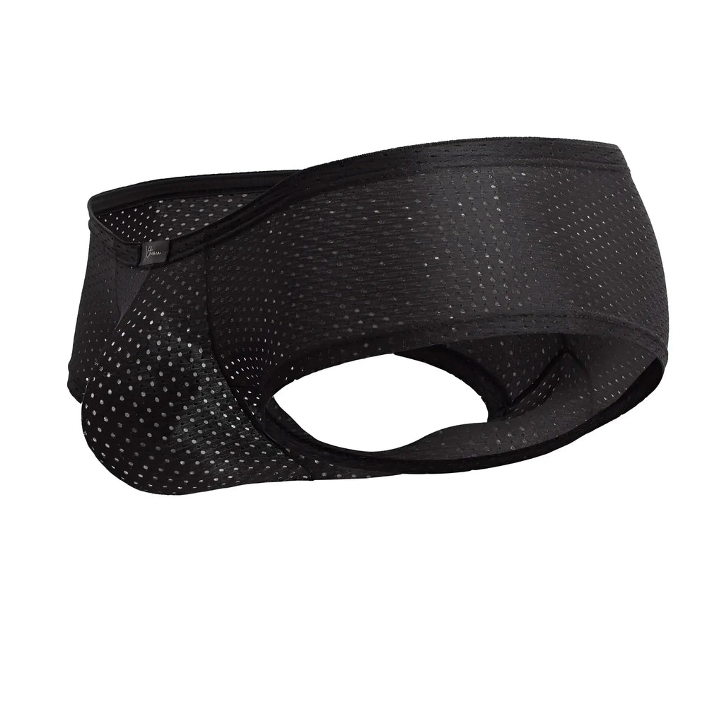 Xtremen 91216b microfiber trunks black breathable black mesh athletic briefs with perforated design and elastic waistband