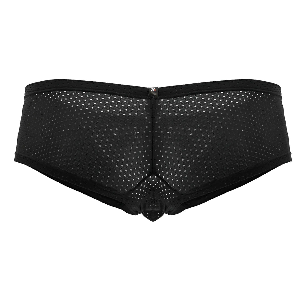 Black xtremen 91216b microfiber trunks with a perforated mesh design and elastic waistband