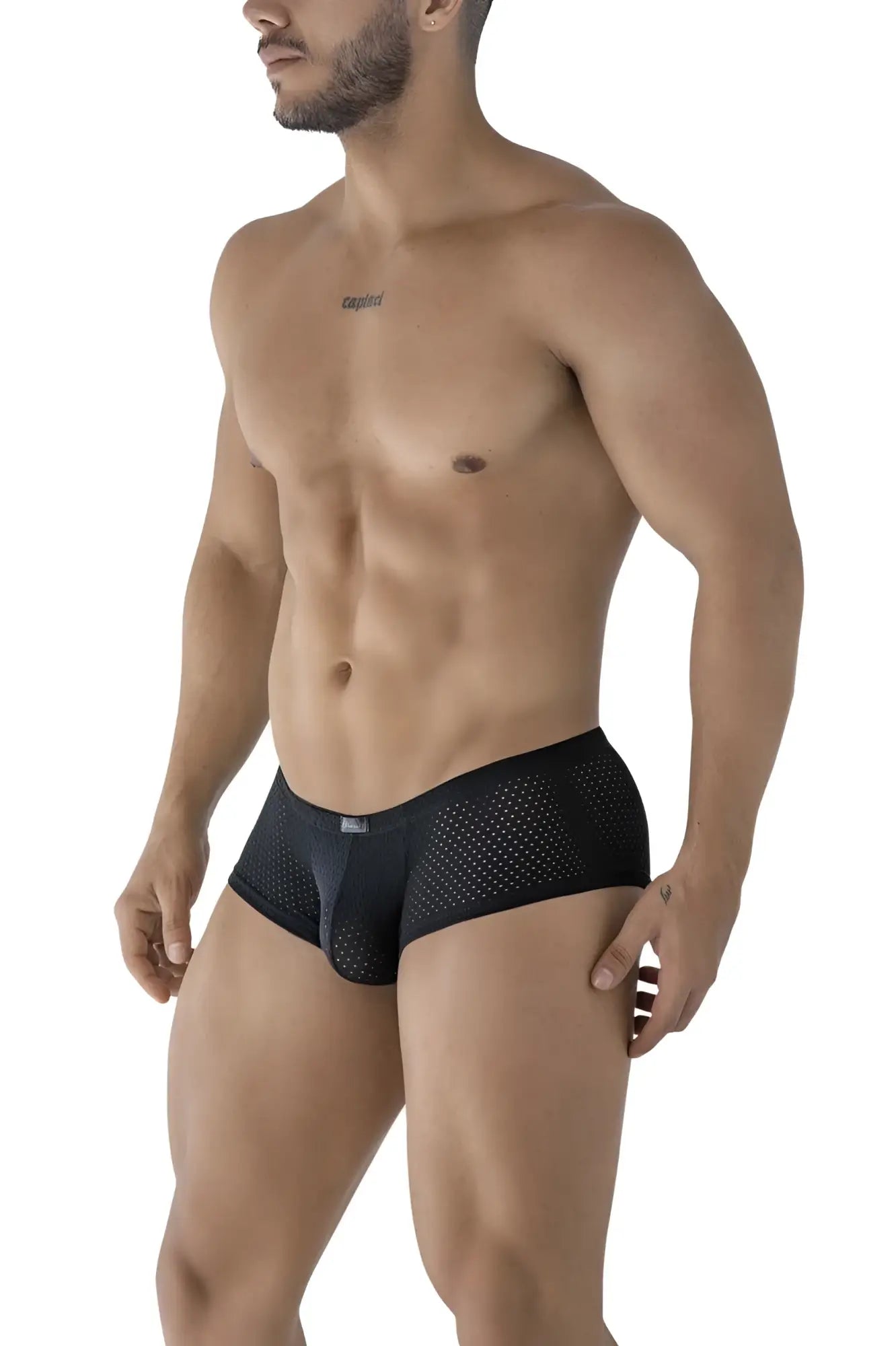 Black xtremen 91216b microfiber trunks with sleek, form-fitting black mesh briefs design