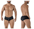 Black xtremen 91216b microfiber trunks with a sleek form-fitting design and subtle perforated mesh pattern